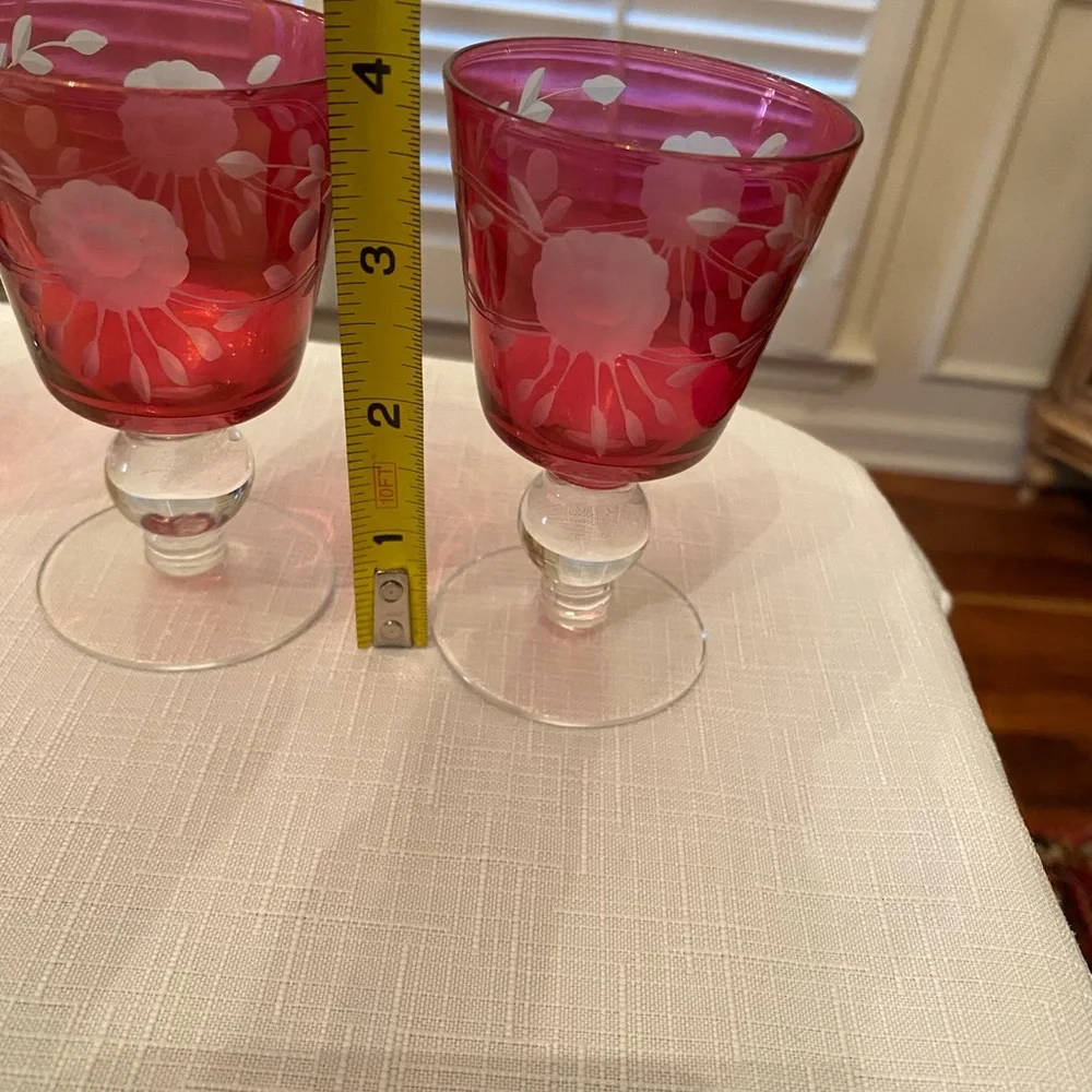Antique Glastonbury Cranberry Cordial Glasses Set of 4